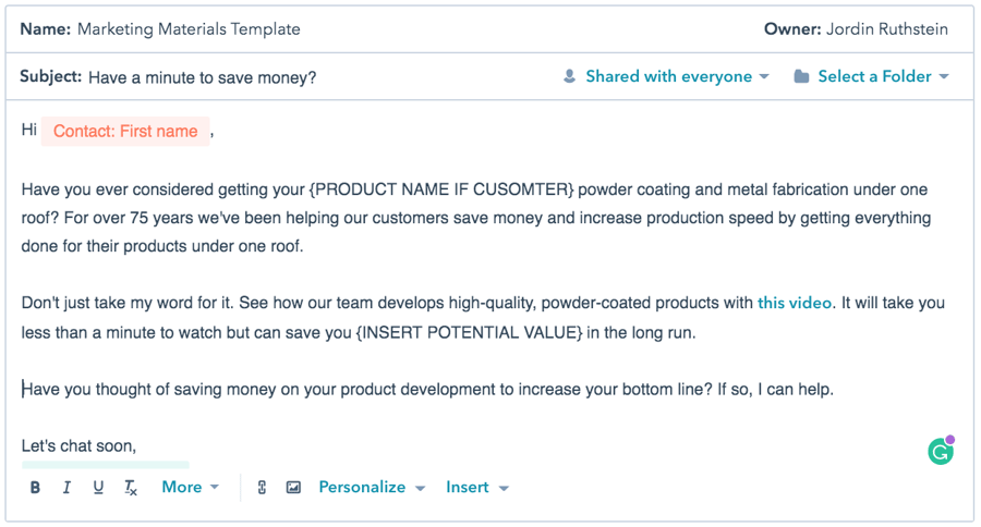 Email Template Example - Marketing Materials