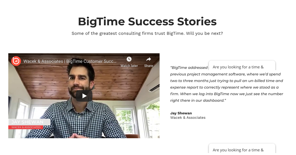 customer success stories testimonial pages